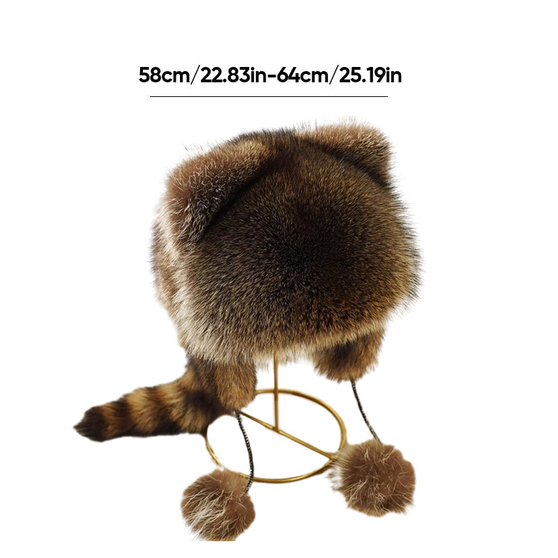 🎁Early Christmas Sale💥Raccoon Tail Fur Parent-Child Plush Hat