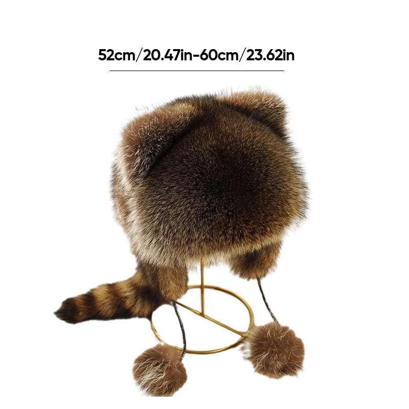 🎁Rebajas anticipadas de Navidad💥Gorro de peluche para padres e hijos con estampado de cola de mapache