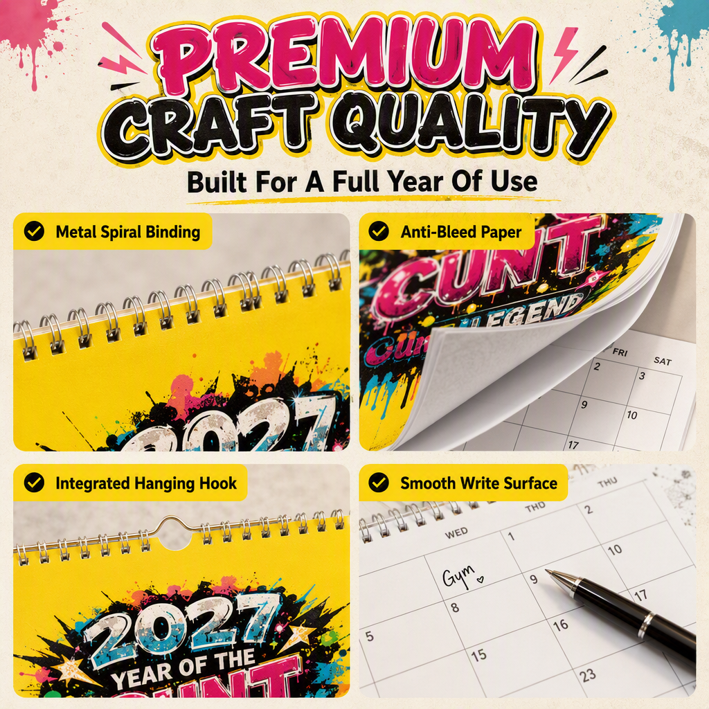 🎁2027 Year of the Cunt Wall Calendar – Bold Graffiti Humor Calendar📆🌟