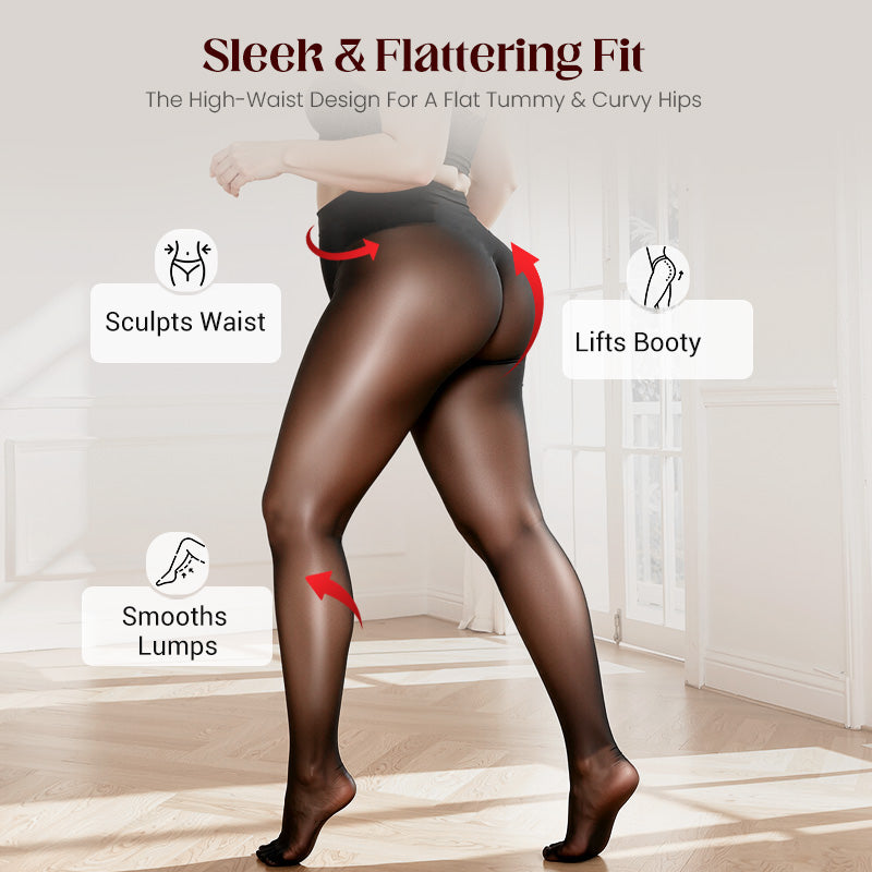 🏆Collants transparents brillants taille haute pour femmes - Transparents &  Confortable 👑✨