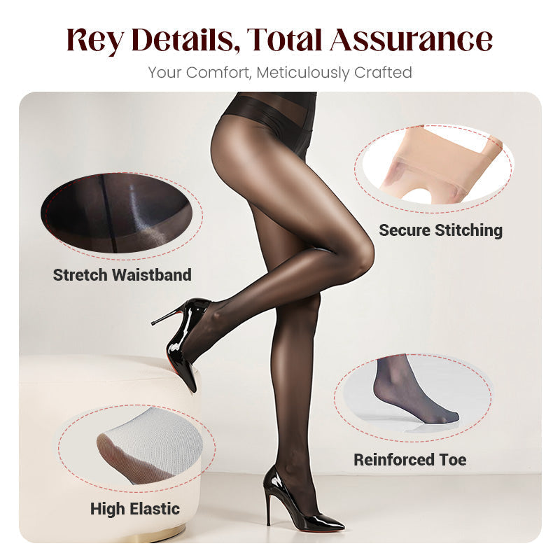 🏆Collants transparents brillants taille haute pour femmes - Transparents &  Confortable 👑✨