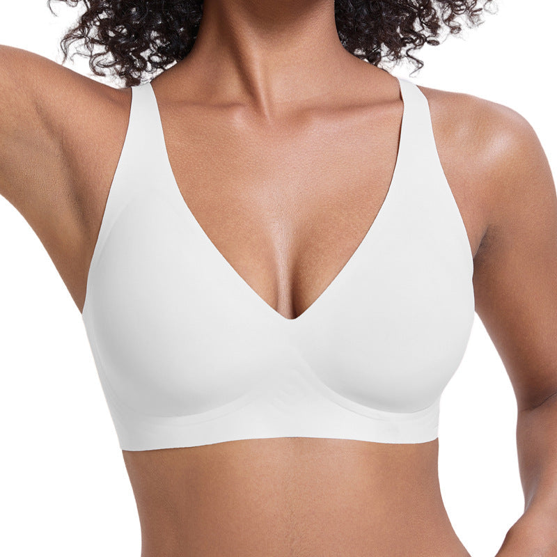 💜💜Soutiens-gorge sans armatures Jelly Wireless pour femmes, confortables et sans coutures, push-up, à décolleté plongeant, parfaits pour tous les jours.