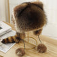 🎁Early Christmas Sale💥Raccoon Tail Fur Parent-Child Plush Hat