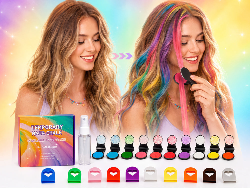 🌈12-Color Temporary Hair Chalk Applicator Set