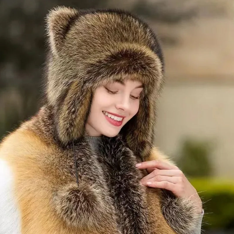 🎁Early Christmas Sale💥Raccoon Tail Fur Parent-Child Plush Hat