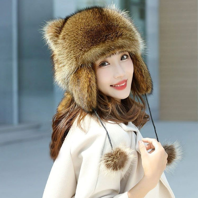 🎁Early Christmas Sale💥Raccoon Tail Fur Parent-Child Plush Hat