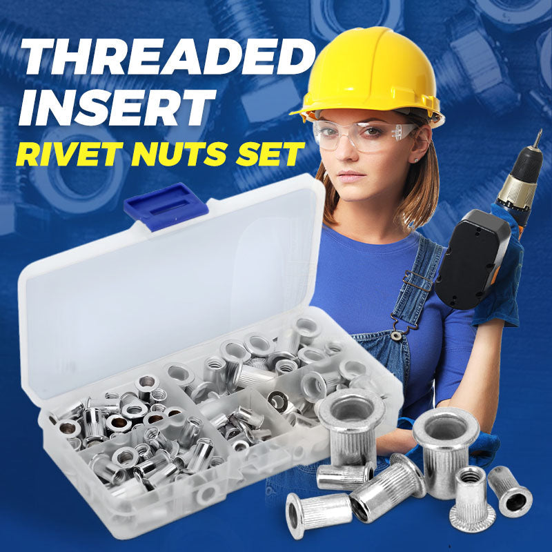 🔥Hot Promotion 49% Off💥Flat Head Threaded Insert Nut Rivet Nuts Set