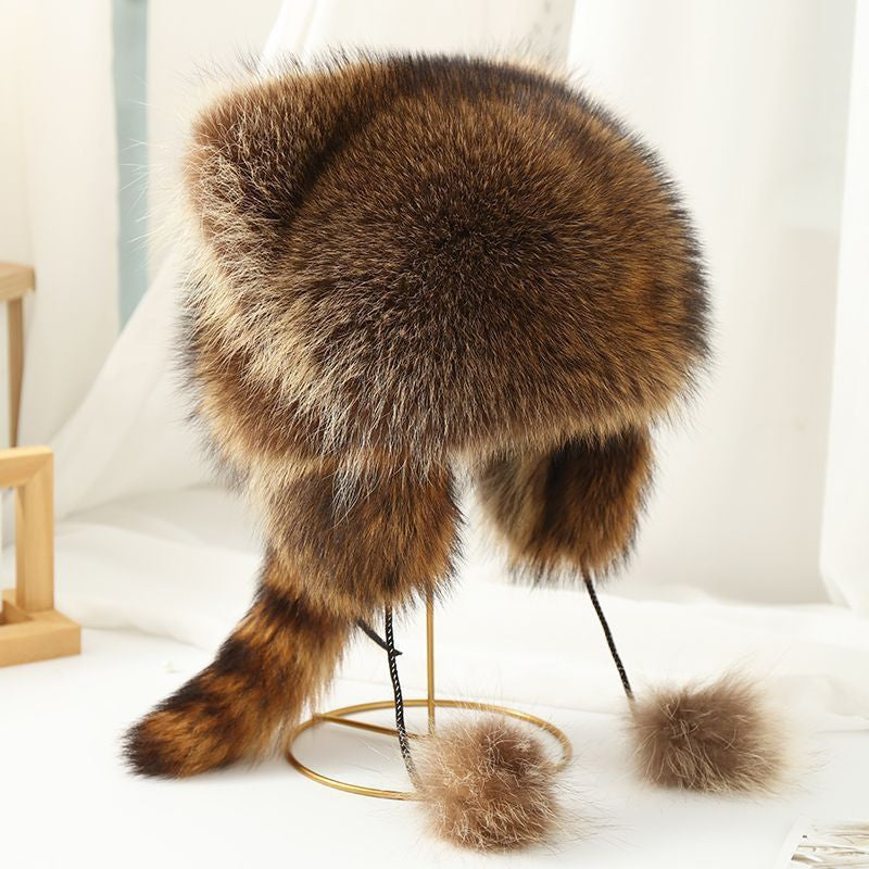 🎁Early Christmas Sale💥Raccoon Tail Fur Parent-Child Plush Hat