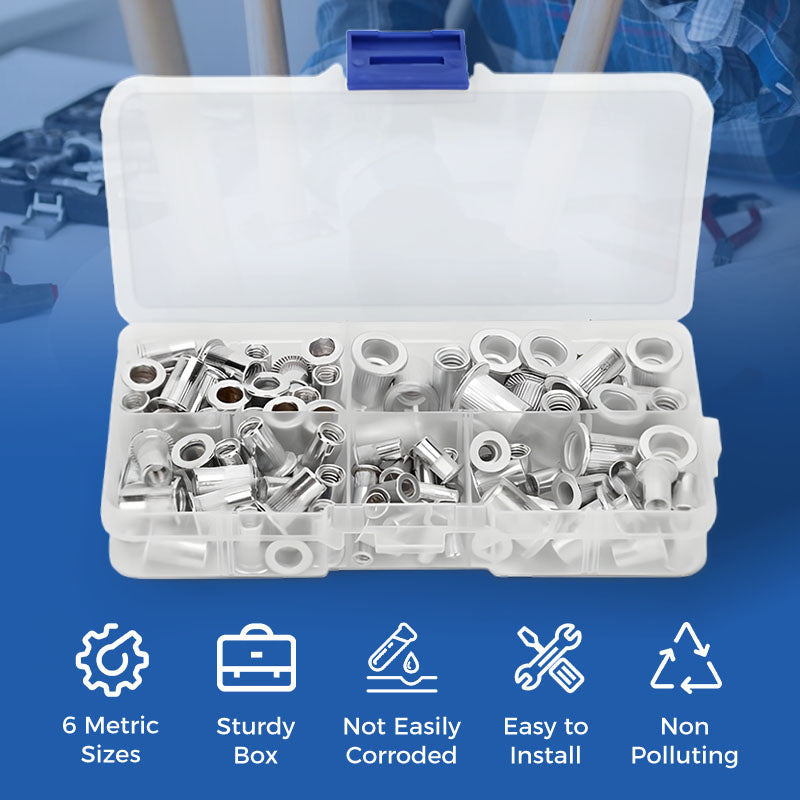 🔥Hot Promotion 49% Off💥Flat Head Threaded Insert Nut Rivet Nuts Set
