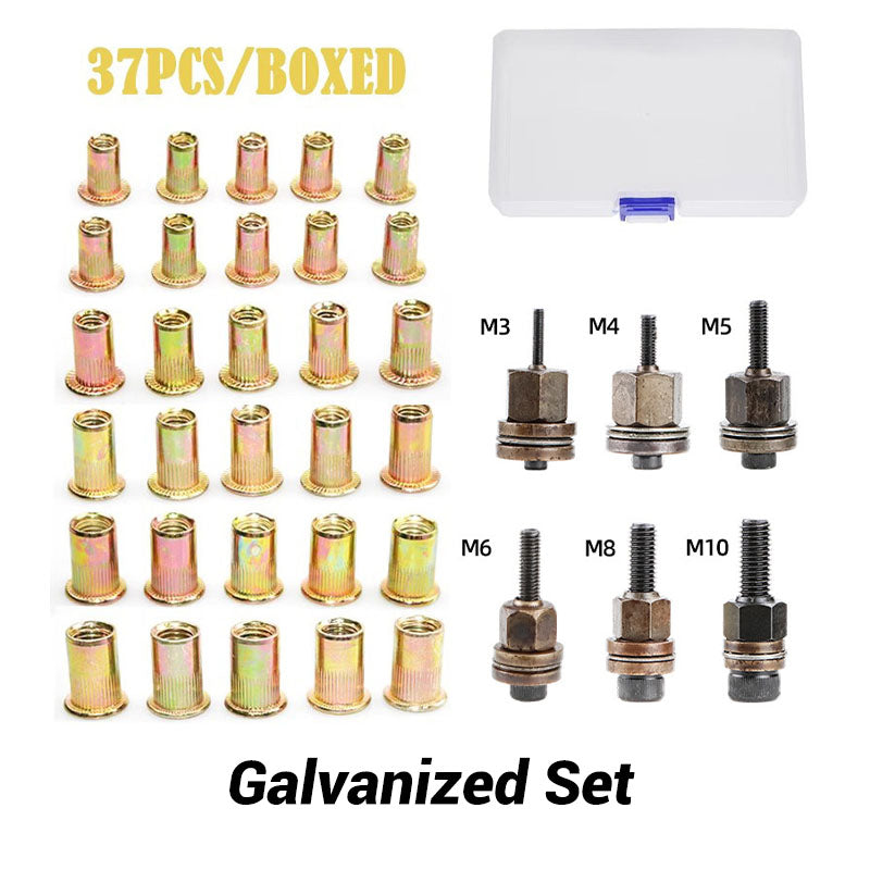 🔥Hot Promotion 49% Off💥Flat Head Threaded Insert Nut Rivet Nuts Set