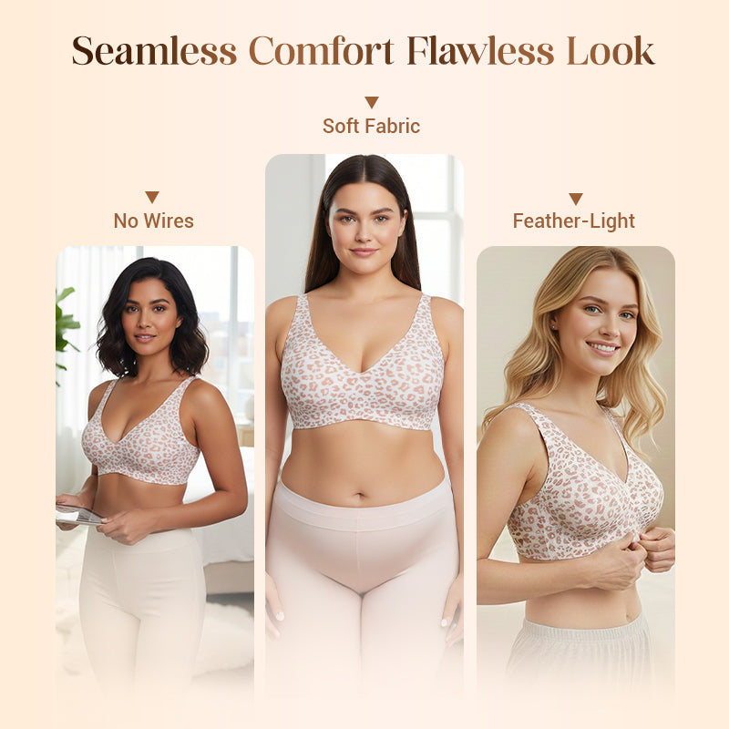 💜💜Soutiens-gorge sans armatures Jelly Wireless pour femmes, confortables et sans coutures, push-up, à décolleté plongeant, parfaits pour tous les jours.