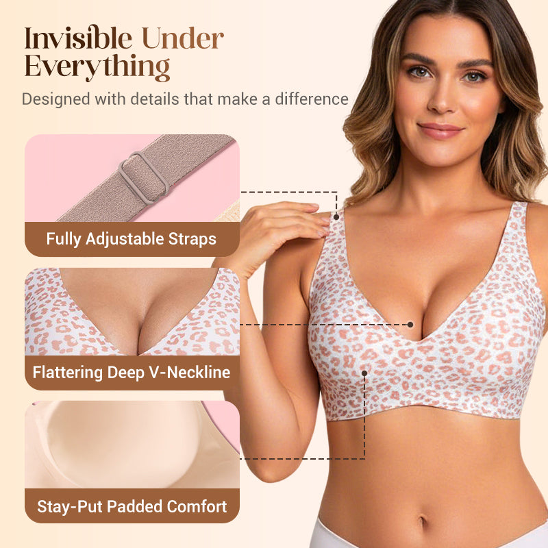 💜💜Soutiens-gorge sans armatures Jelly Wireless pour femmes, confortables et sans coutures, push-up, à décolleté plongeant, parfaits pour tous les jours.