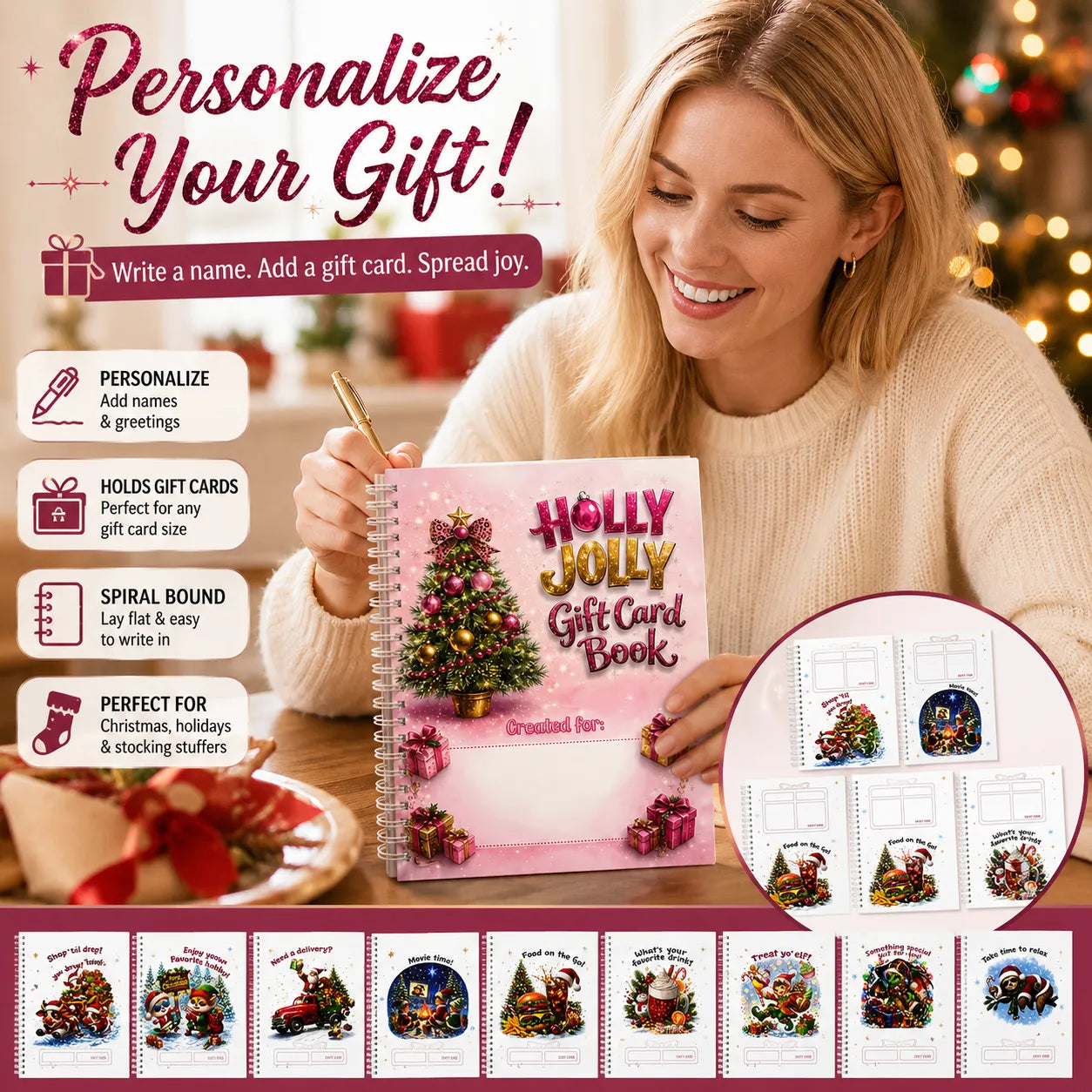 🎅Julegavekorthæfte -🎁DIY spiralbundet julegavekortholderbog