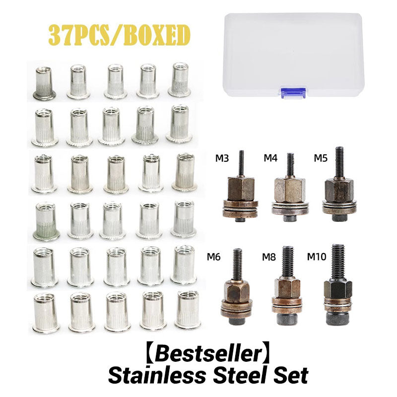 🔥Hot Promotion 49% Off💥Flat Head Threaded Insert Nut Rivet Nuts Set