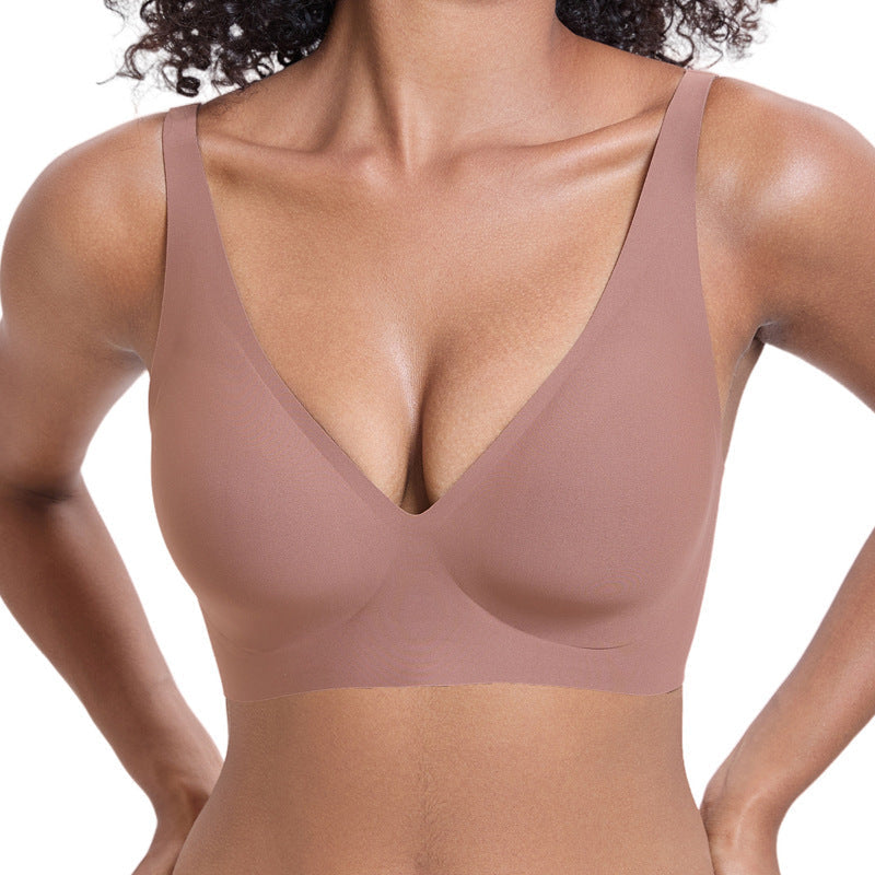 💜💜Soutiens-gorge sans armatures Jelly Wireless pour femmes, confortables et sans coutures, push-up, à décolleté plongeant, parfaits pour tous les jours.