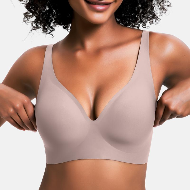 💜💜Soutiens-gorge sans armatures Jelly Wireless pour femmes, confortables et sans coutures, push-up, à décolleté plongeant, parfaits pour tous les jours.