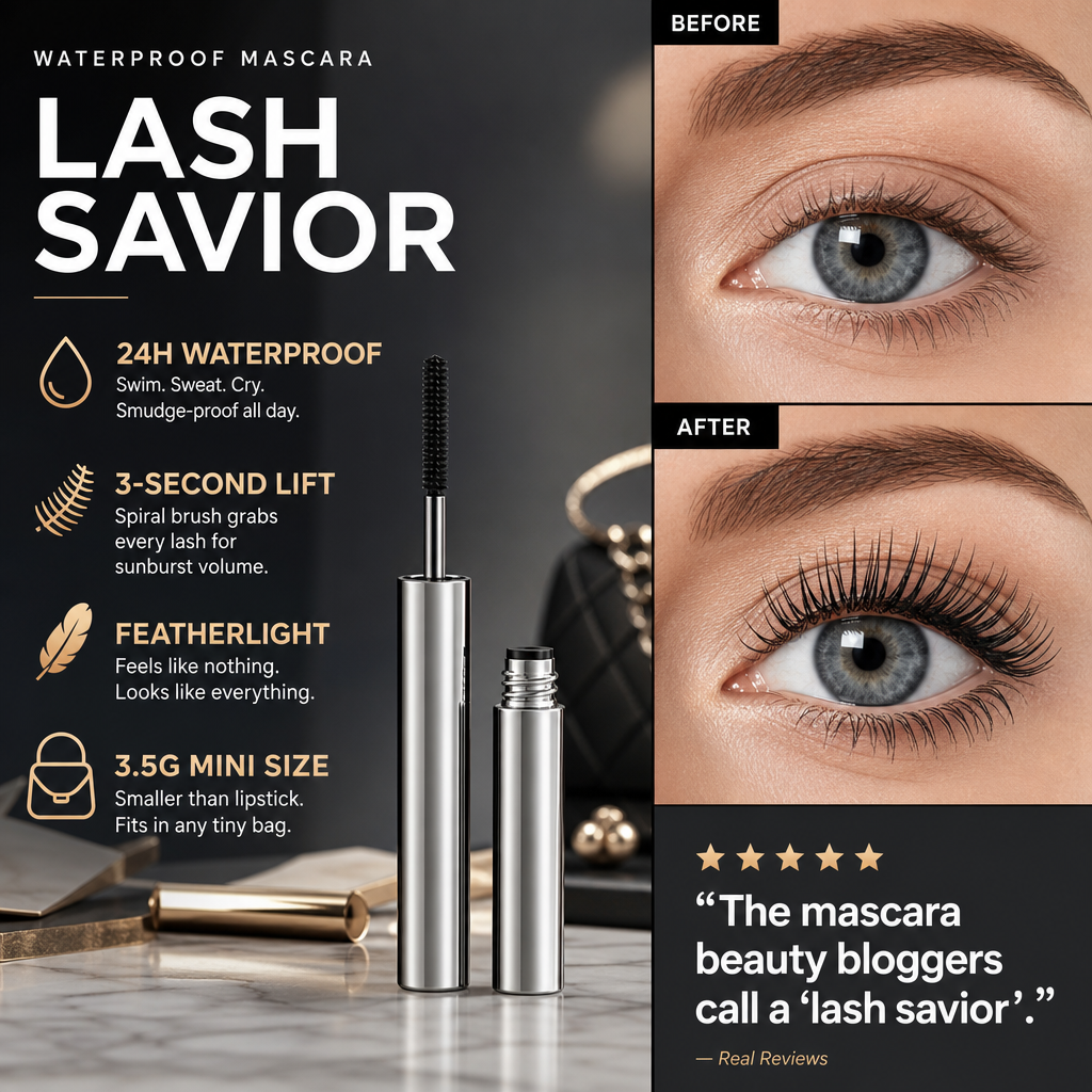 👁️ KØB 1 FÅ 1 GRATIS! 💦 Vandfast mascara – Krøller, forlænger håret &  udtværingsfri ✨