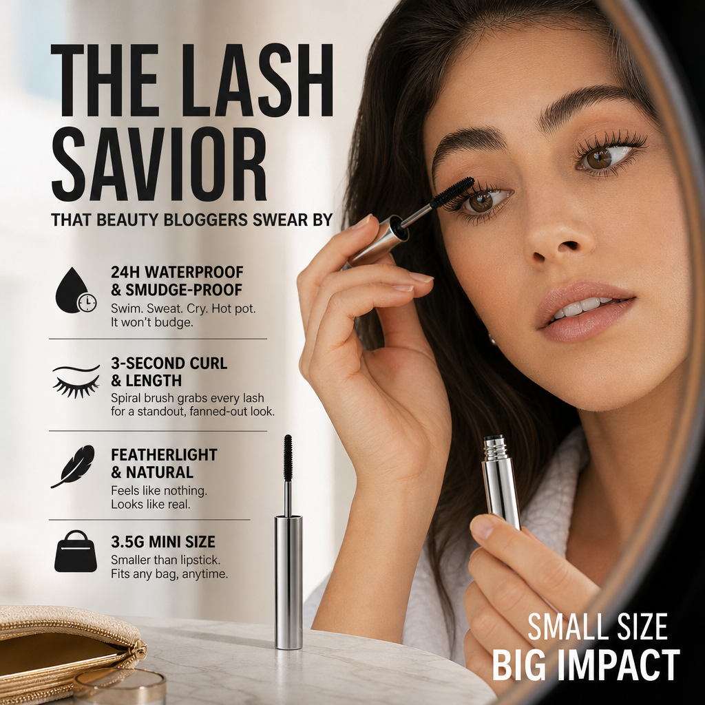 👁️ KØB 1 FÅ 1 GRATIS! 💦 Vandfast mascara – Krøller, forlænger håret &  udtværingsfri ✨
