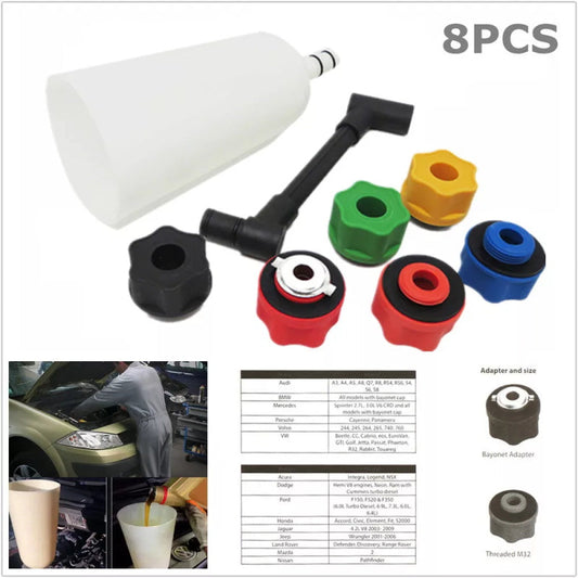 Car Engine Oil Fill Funnel Kit with Adaptor