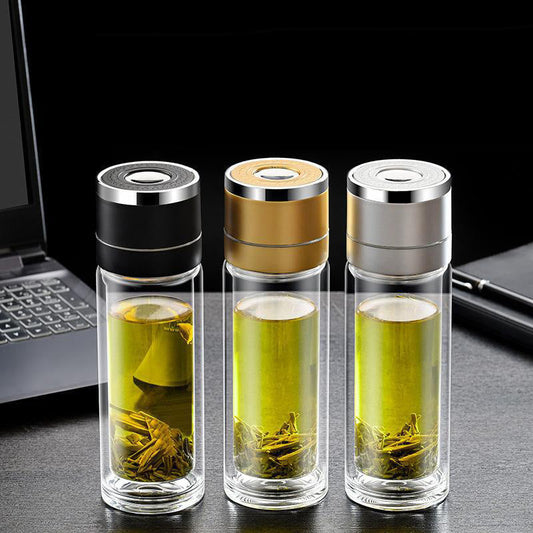 Double-wall Glass Insulated Tea Bottle