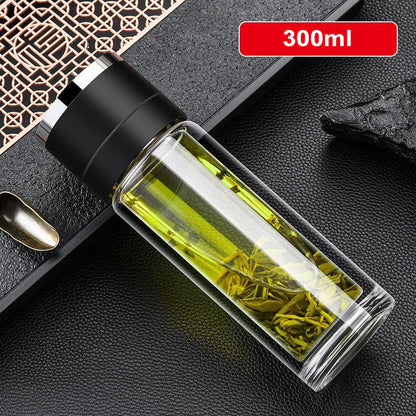 Double-wall Glass Insulated Tea Bottle