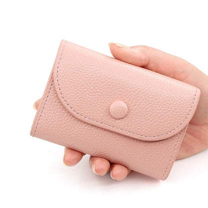 🔥Best Christmas present ever🎁🎄Fashion Lychee Pattern PU Leather Short Wallet with Convenient Snap Button