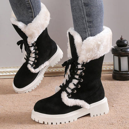 🎅Christmas promotion 49% OFF🎄Women's Cotton Mid-Calf Plush Lined Snow Boots