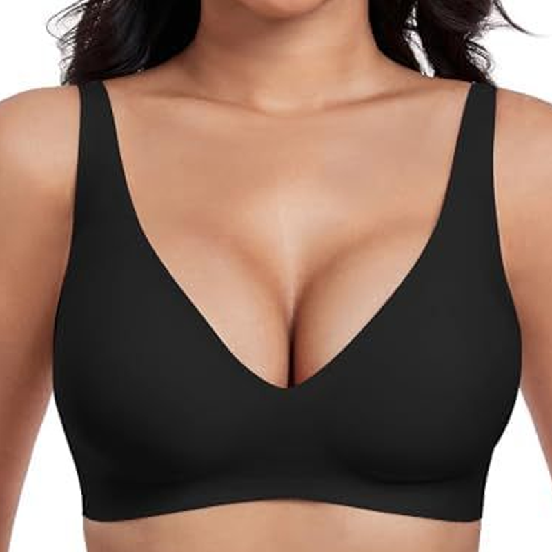 💜LAST DAY-50% OFF💜Jelly Wireless Womens Comfortable Wireless Bras Push Up Bralettes Seamless Tshirts Bras Deep V Everyday Bras