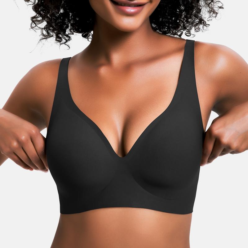 💕 Jelly Wireless Womens Comfortable Wireless Bras Push Up Bralettes Seamless Tshirts Bras Deep V Everyday Bras