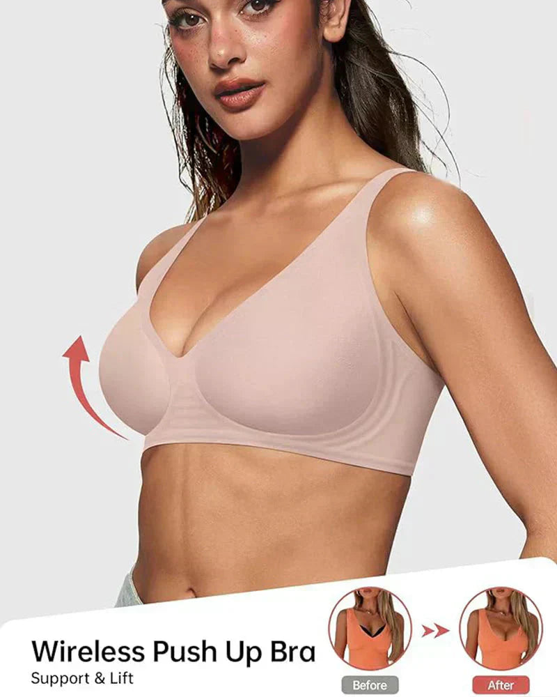 💕 Jelly Wireless Womens Comfortable Wireless Bras Push Up Bralettes Seamless Tshirts Bras Deep V Everyday Bras