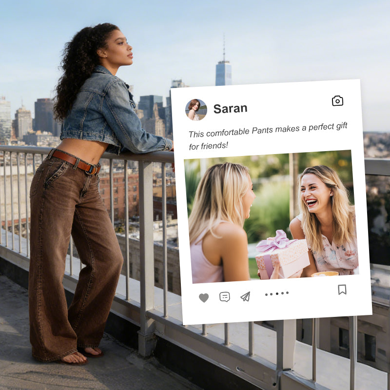High-Waist-Jeans mit weitem Bein und Knopfdetail
