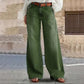 High-Waist-Jeans mit weitem Bein und Knopfdetail