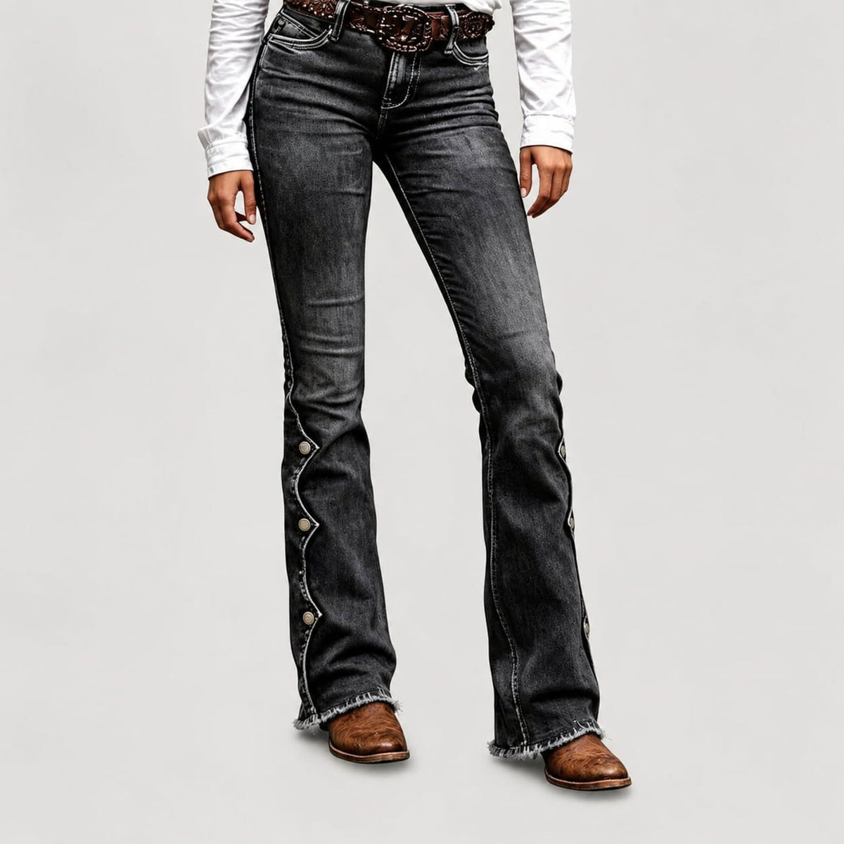 👖Women High Waisted Distressed Flare Jeans