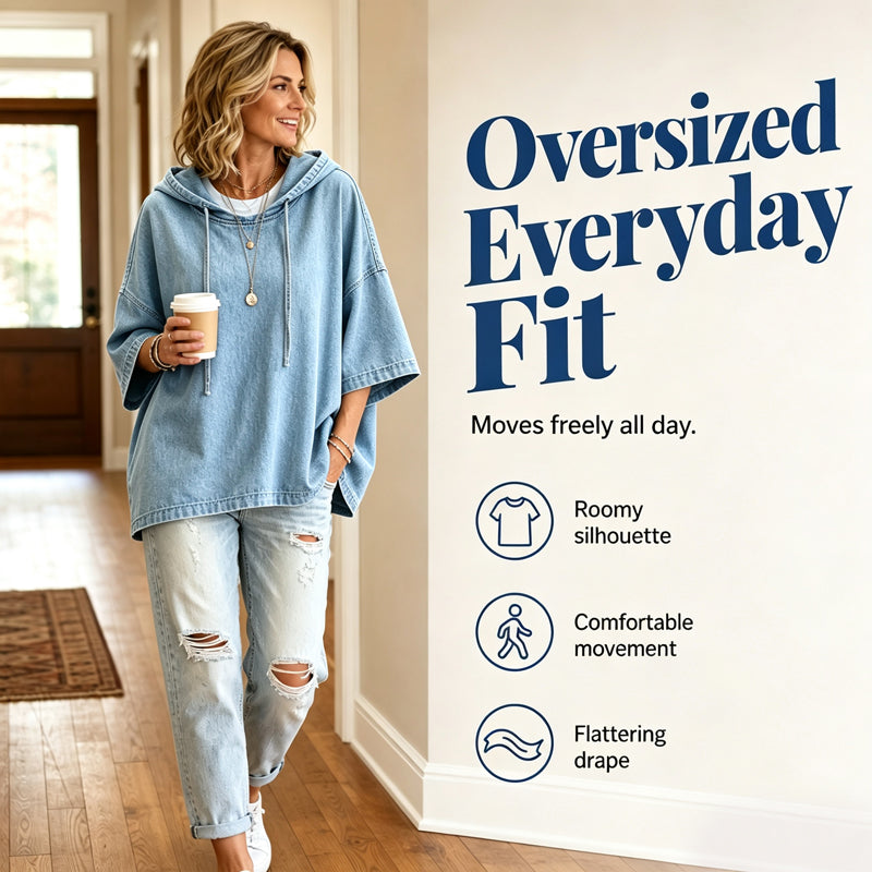 ✨Women's Relaxed Hooded Denim Pullover