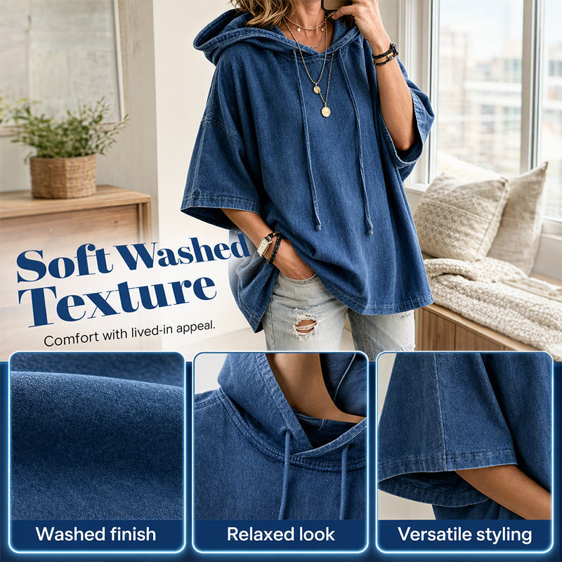 ✨Women's Relaxed Hooded Denim Pullover