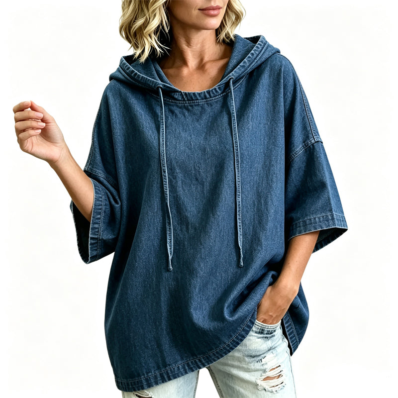 ✨Women's Relaxed Hooded Denim Pullover