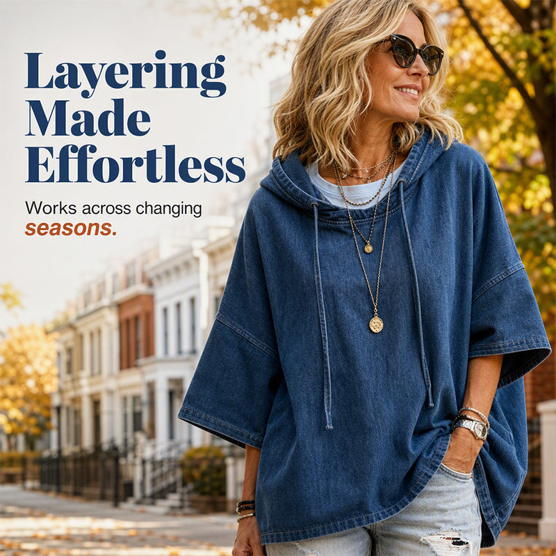 ✨Women's Relaxed Hooded Denim Pullover