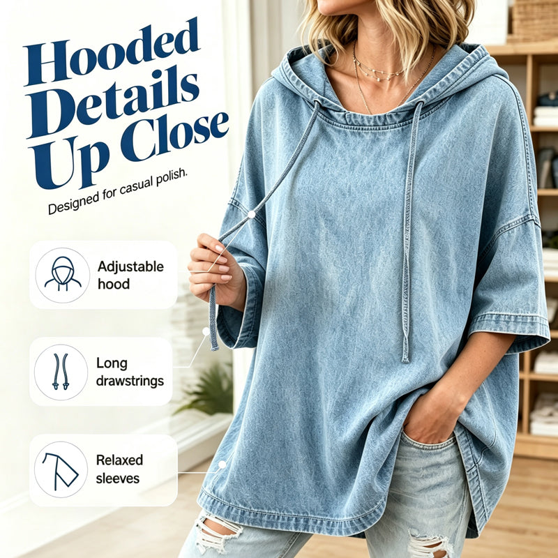 ✨Women's Relaxed Hooded Denim Pullover