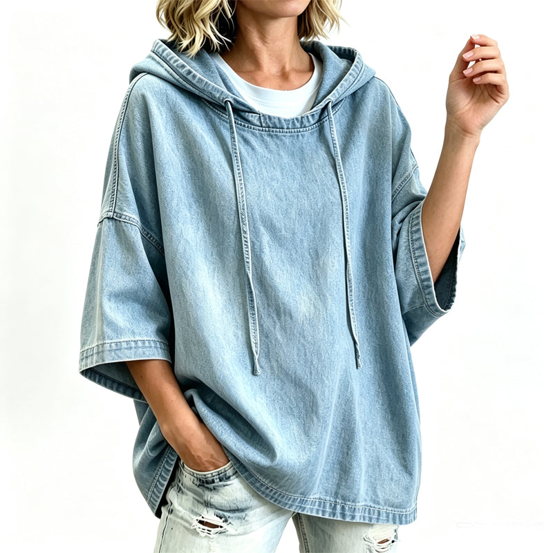 ✨Women's Relaxed Hooded Denim Pullover