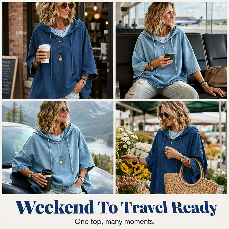 ✨Women's Relaxed Hooded Denim Pullover