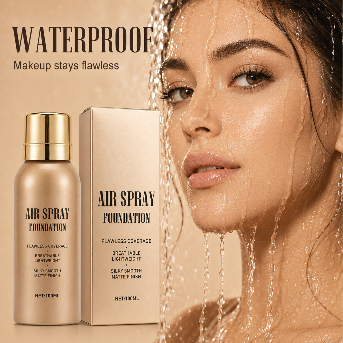 💦Vandfast, fejlfri air spray foundation, langtidsholdbar airbrush makeup, svedafvisende, opbyggelig dækning ✨