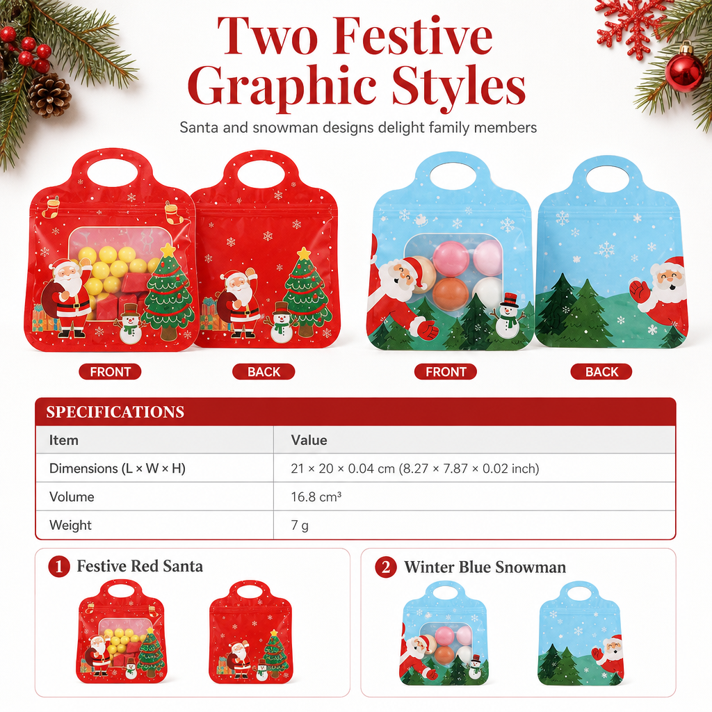 Christmas Self Sealing Gift Bags 