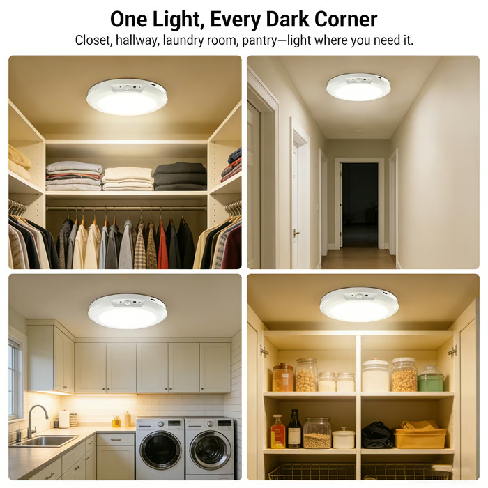 💡3-Mode Motion Sensor Ceiling Light – Rechargeable, Magnetic, Wireless