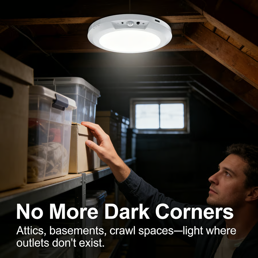 💡3-Mode Motion Sensor Ceiling Light – Rechargeable, Magnetic, Wireless