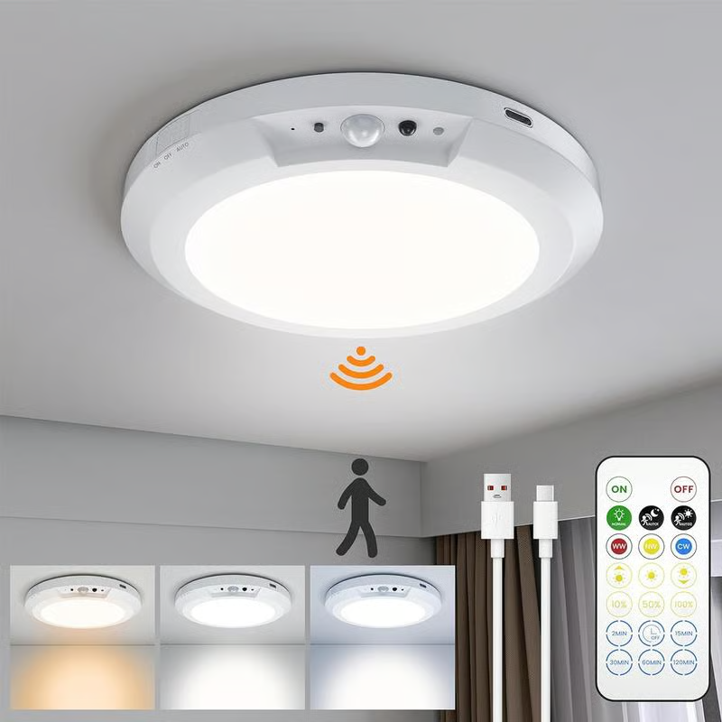 💡3-Mode Motion Sensor Ceiling Light – Rechargeable, Magnetic, Wireless